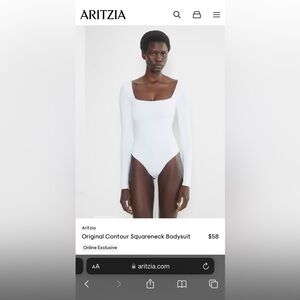 Aritzia Original Contour Squareneck Bodysuit in Bright White - size M
